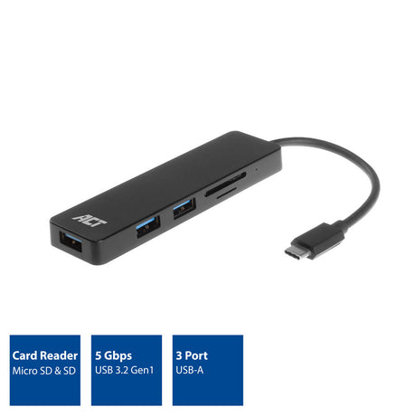 ACT 6405 USB-C Hub 3x USB-A, cardreader